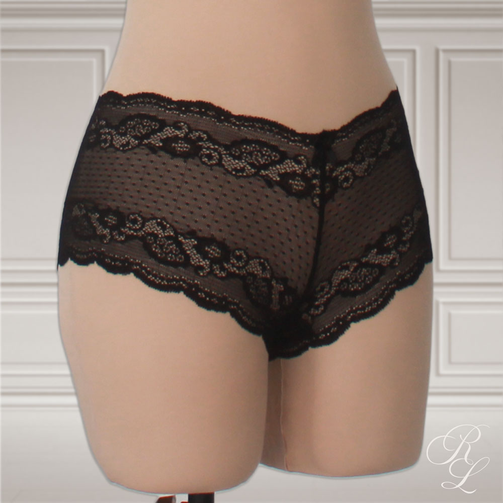 Bóxer Cachetero de Encaje - Negro