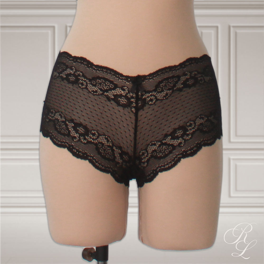 Bóxer Cachetero de Encaje - Negro