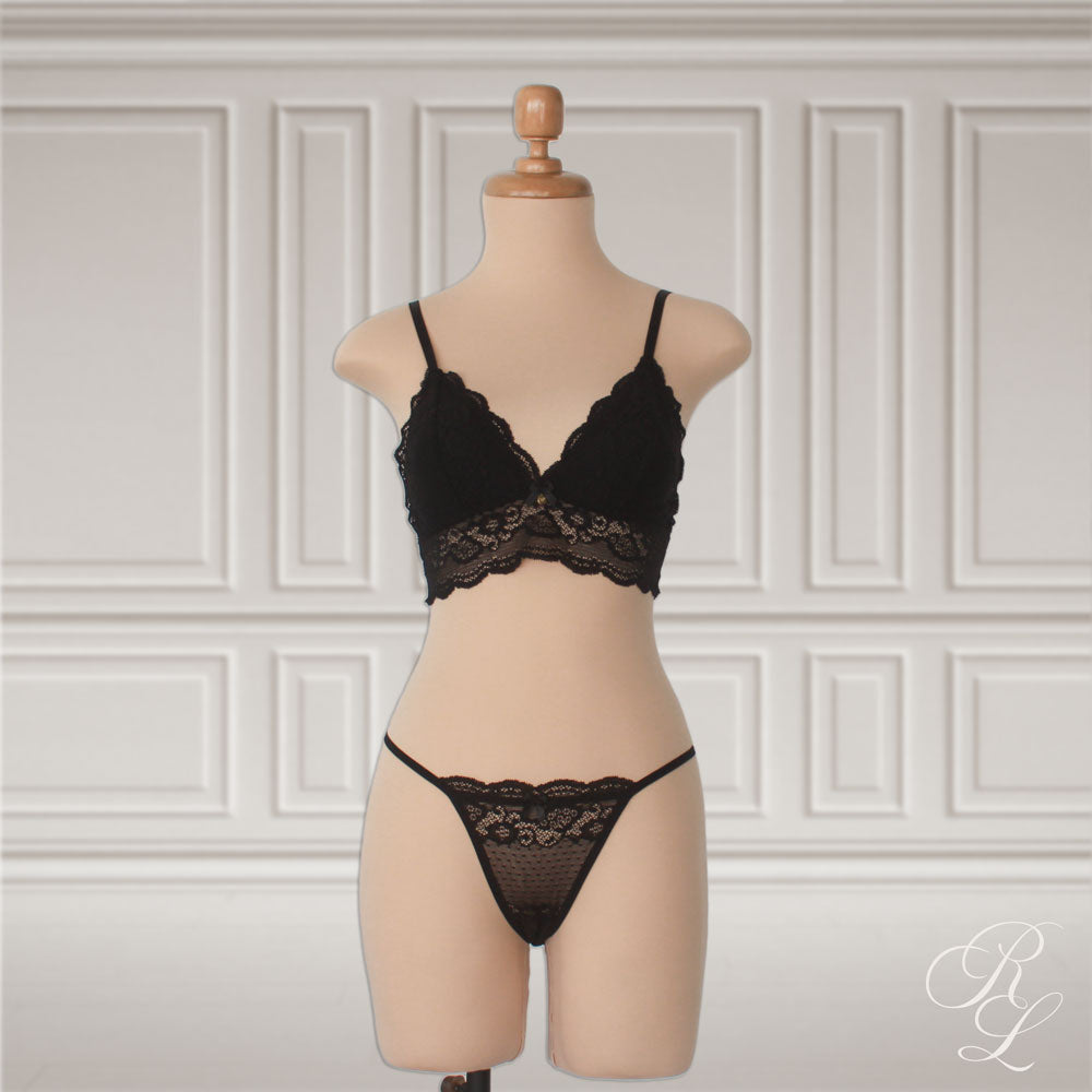 Set Bralette & Hilo - Negro