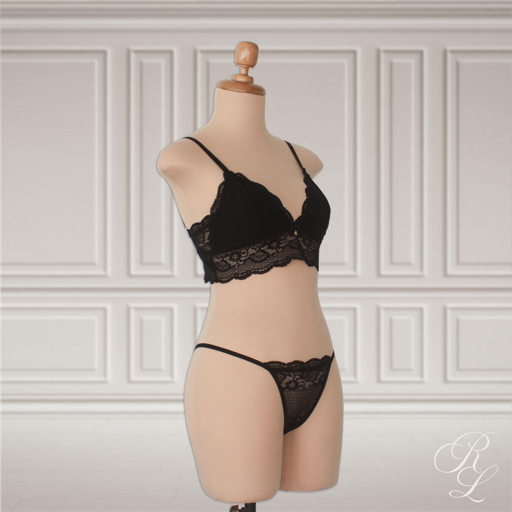 Set Bralette & Hilo - Negro