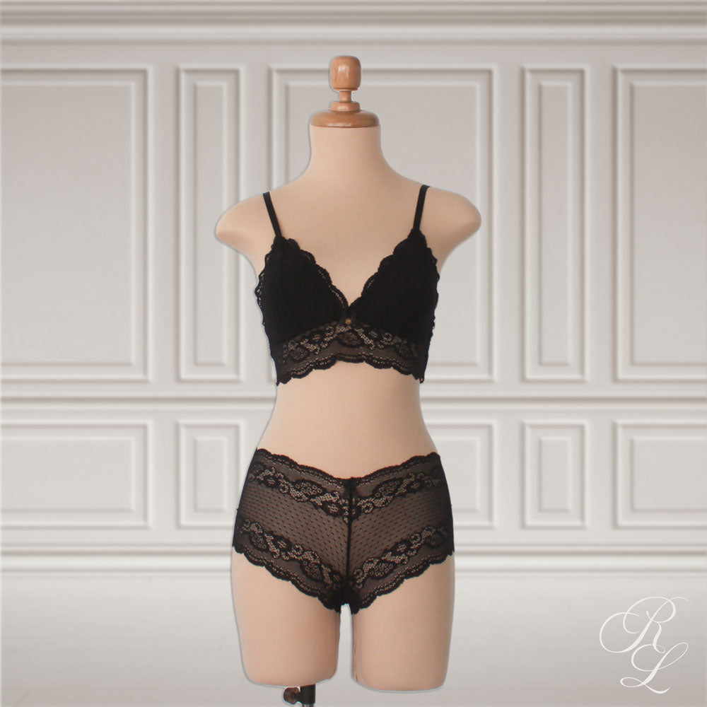 Set Bralette & Bóxer Cachetero - Negro