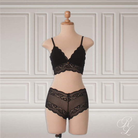 Set Bralette & Bóxer Cachetero - Negro