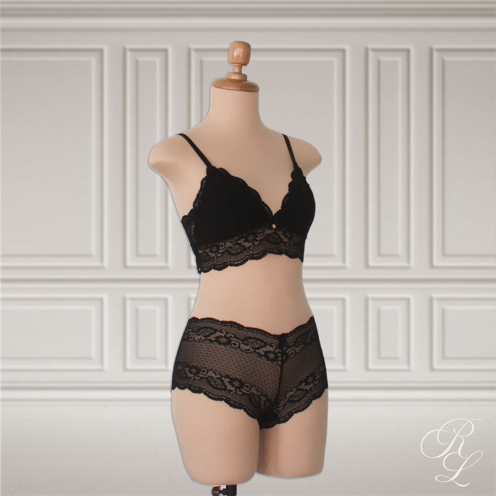 Set Bralette & Bóxer Cachetero - Negro