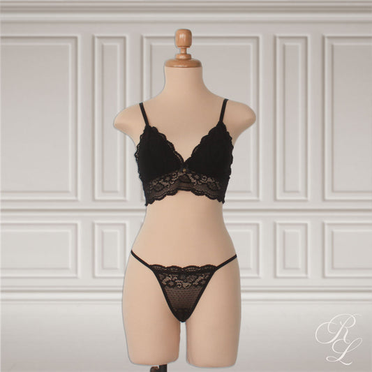 Set Bralette & Hilo - Negro