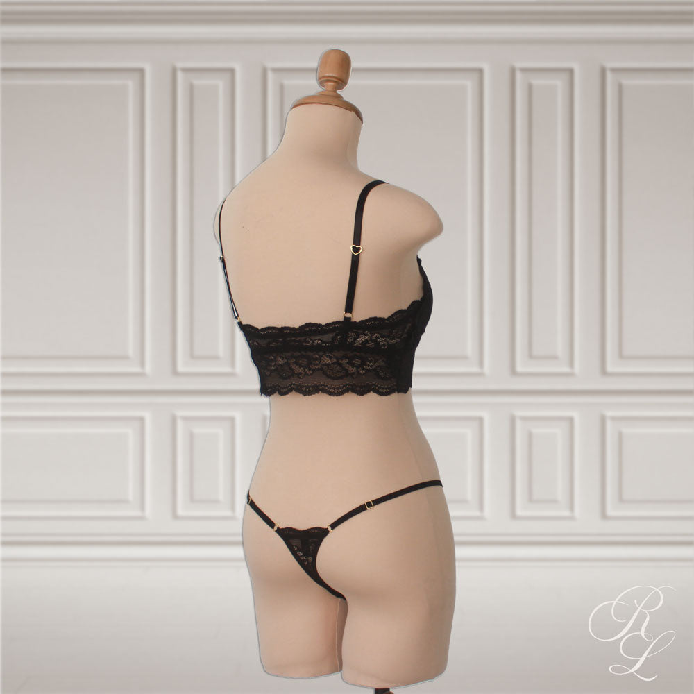 Set Bralette & Hilo - Negro