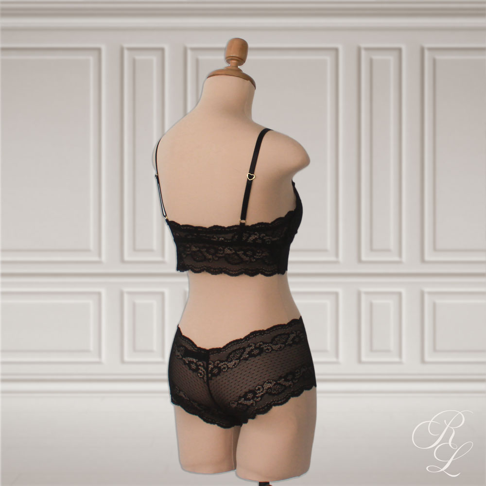 Set Bralette & Bóxer Cachetero - Negro